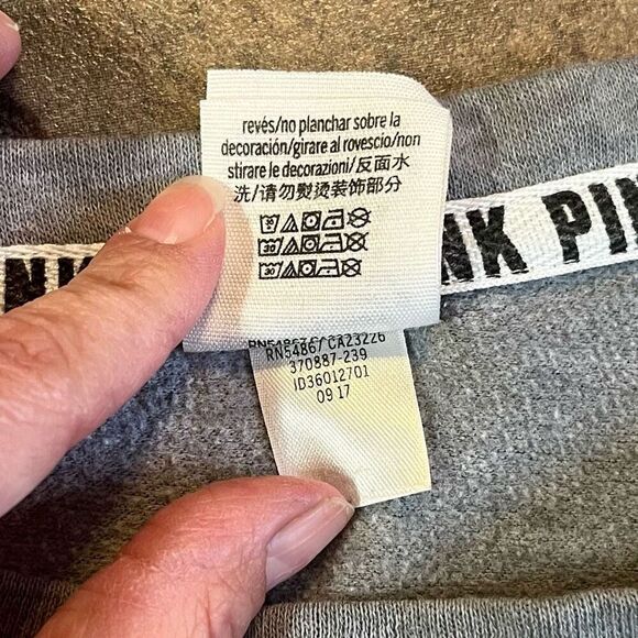 Victoria’s Secret PiNK Gray Campus Crew Sweatshirt Small - Picture 11 of 12
